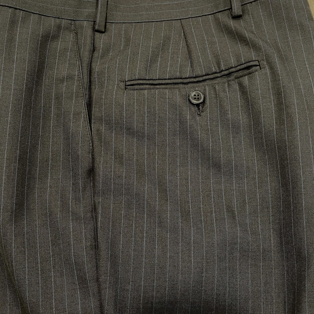 Angelo Rossi Mens Trousers Slacks Pants Suit Gray With Blue Pin Stripe 35 x 30 - Picture 7 of 16